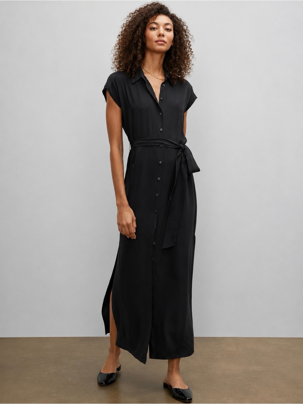 Club Monaco | Chic Button-Front Danielle 100% Silk Maxi Shirt Dress ~ US 10